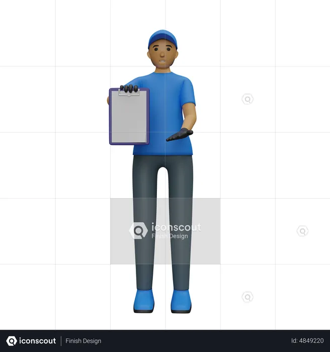 Lieferant mit Liste  3D Illustration