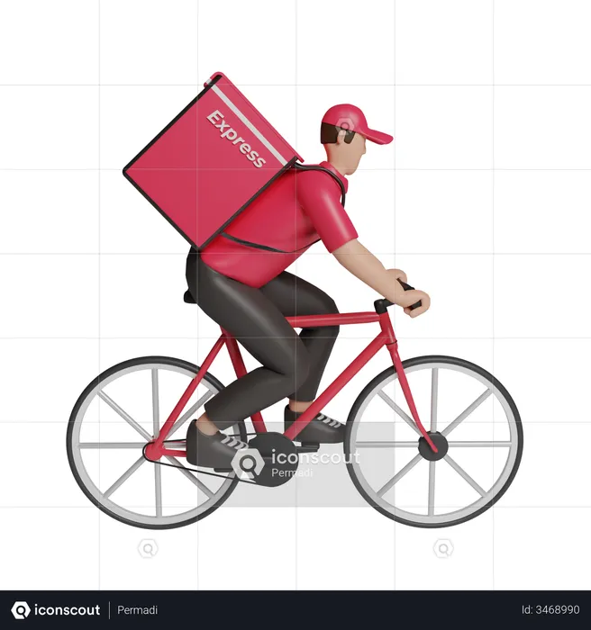 Lieferservice mit dem Fahrrad  3D Illustration