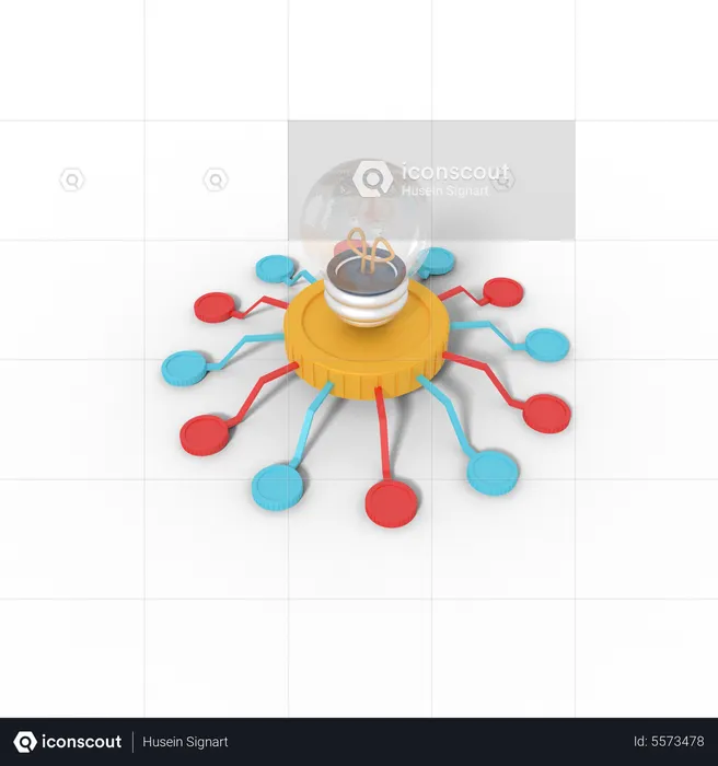 Light bulb network  3D Icon