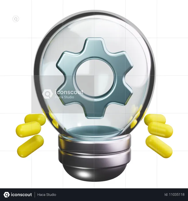 Light Bulb with Gears  3D Icon