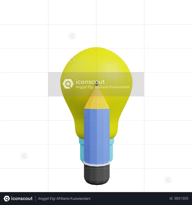 Light Bulb With Pencil  3D Illustration