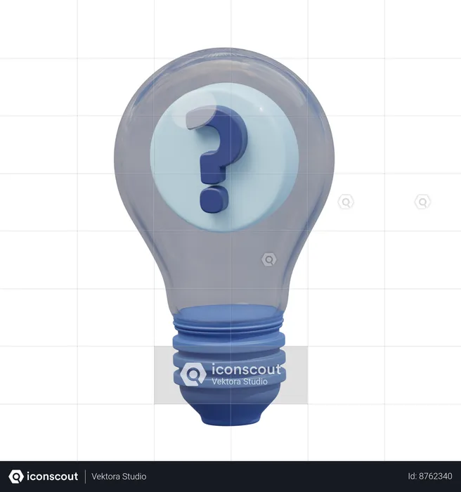 Light Bulb With Question Mark  3D Icon