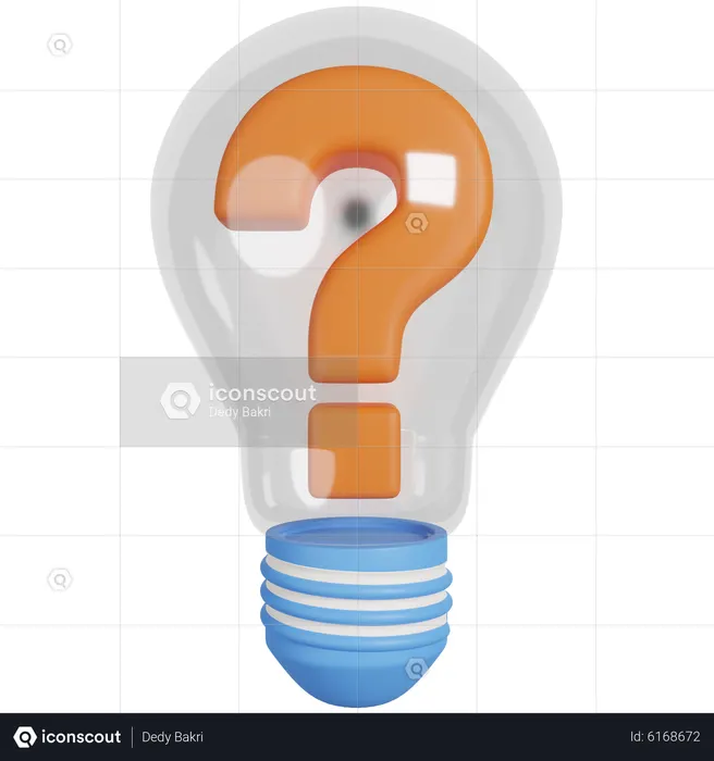 Light Bulb With Question Mark 3D Icon download in PNG, OBJ or Blend format