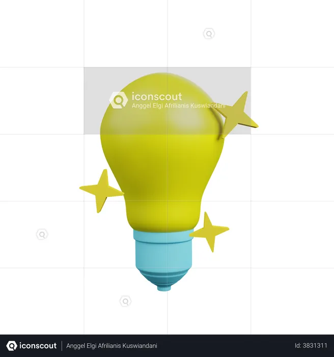 Light Bulb With Sparkle  3D Illustration