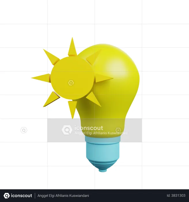 Light Bulb With Sun  3D Illustration