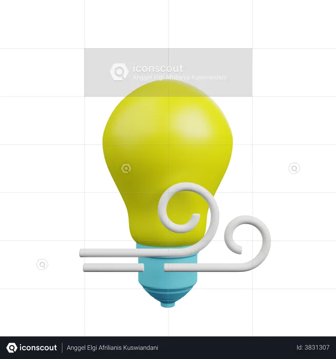 Light Bulb With Wind  3D Illustration