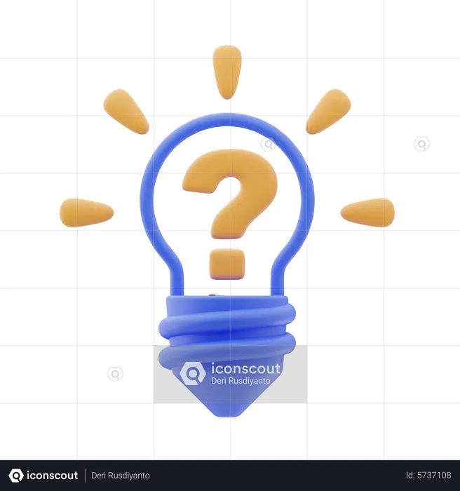 Lightbulb With Question Mark  3D Icon