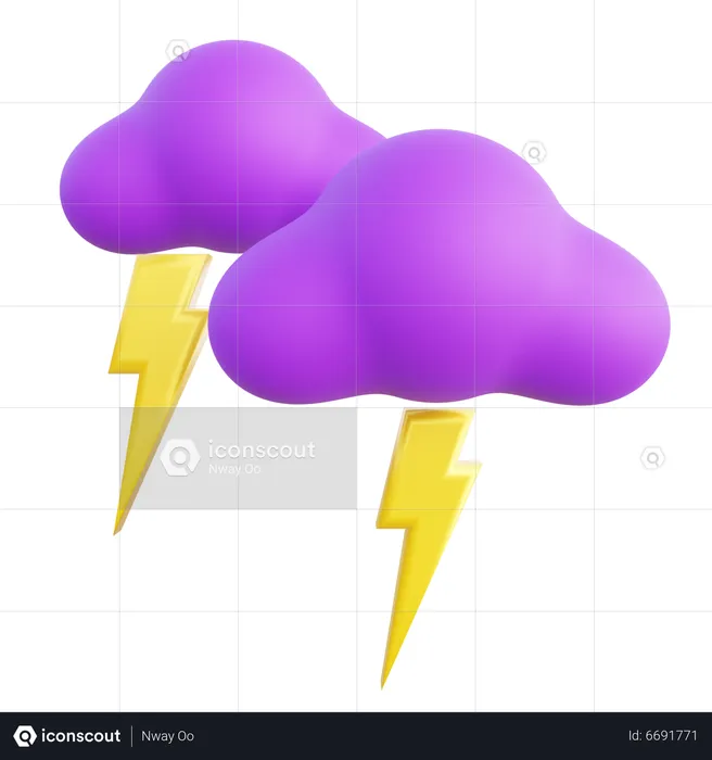 Lighting and cloudy  3D Icon