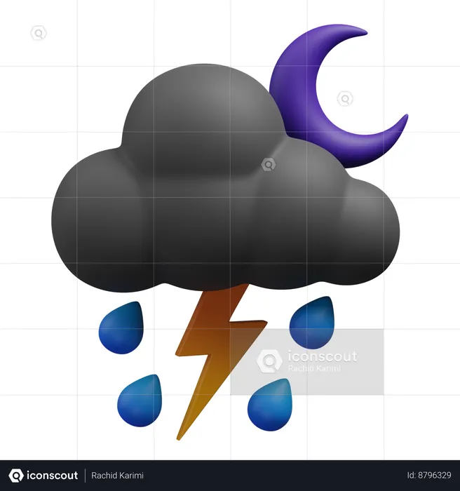 Lightning AND dizzlY IN NIGHT  3D Icon