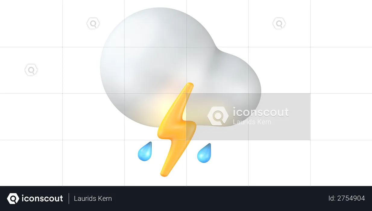 Lightning and rain  3D Illustration