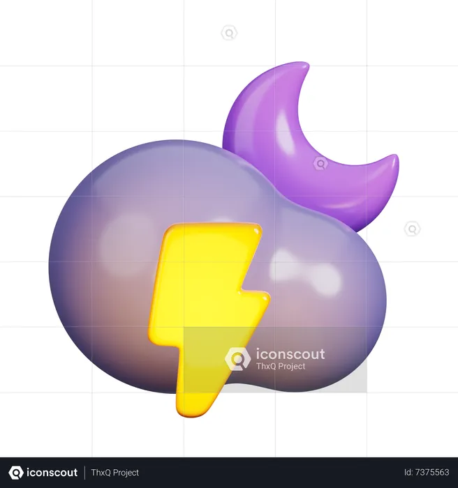 Lightning at Night  3D Icon