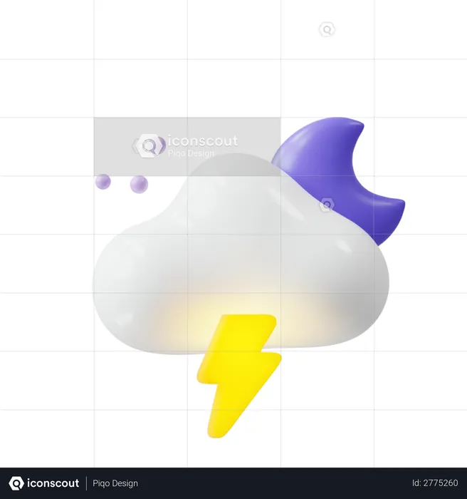 Lightning at night  3D Illustration