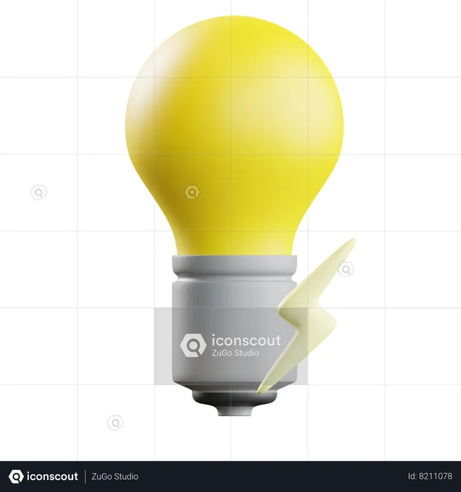 Lightning Bulb  3D Icon