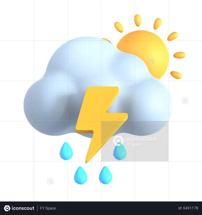 Lightning Drizzle At Day  3D Icon