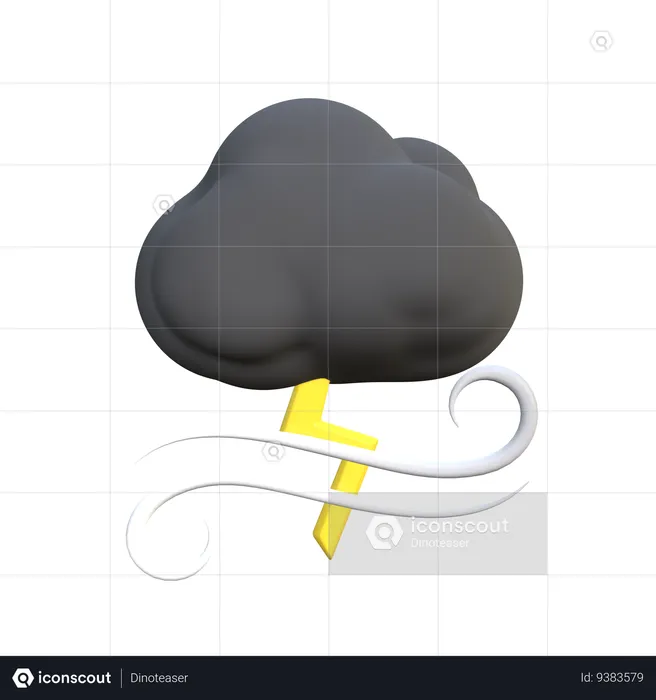 Lightning Wind And Storm  3D Icon