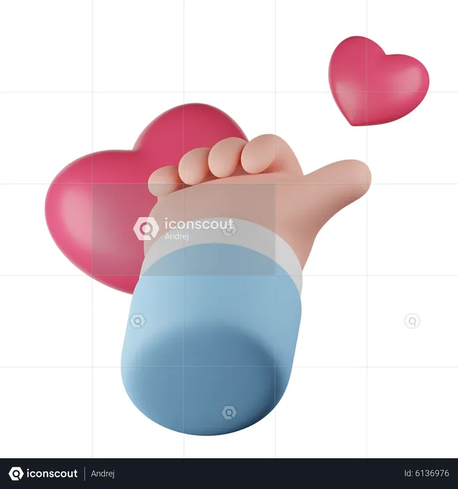 Like hand and heart  3D Icon