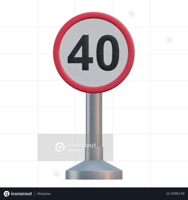 Limite de velocidade 40  3D Icon