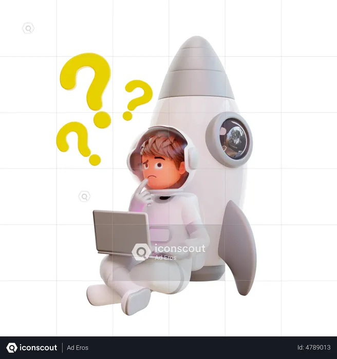 Lindo astronauta confundido teniendo preguntas  3D Illustration