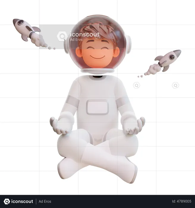 Lindo astronauta meditando  3D Illustration