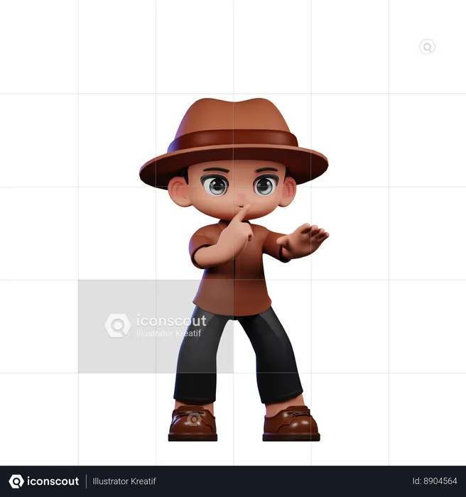 Lindo detective haciendo pose shhttt  3D Illustration