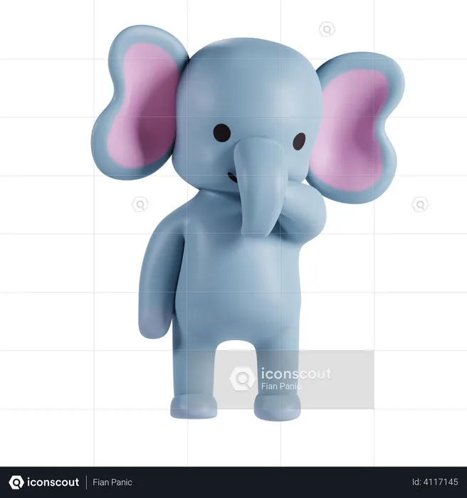 Lindo elefante pensando algo  3D Illustration
