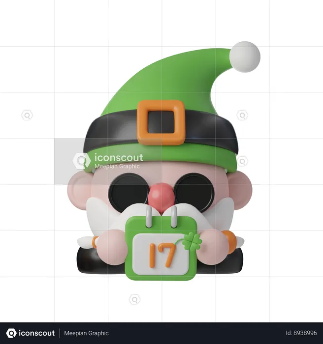 Lindo elfo sosteniendo calendario  3D Icon