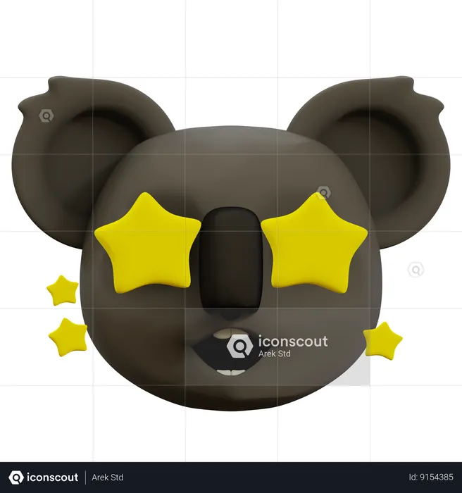 Lindo emoji estrella koala Emoji 3D Icon