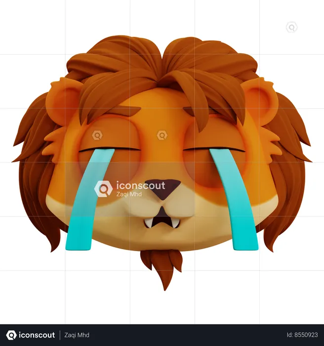 Lindo emoji de llanto de león Emoji 3D Icon