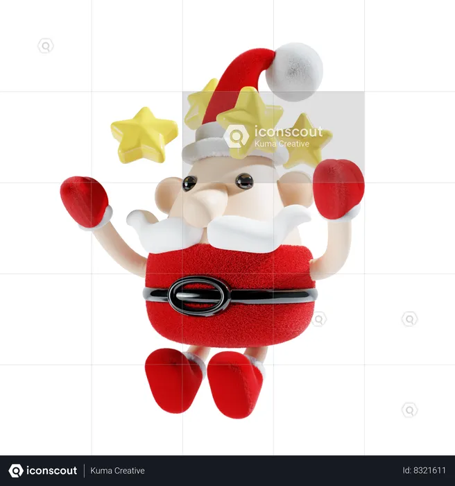 Lindo papá noel con estrella  3D Illustration