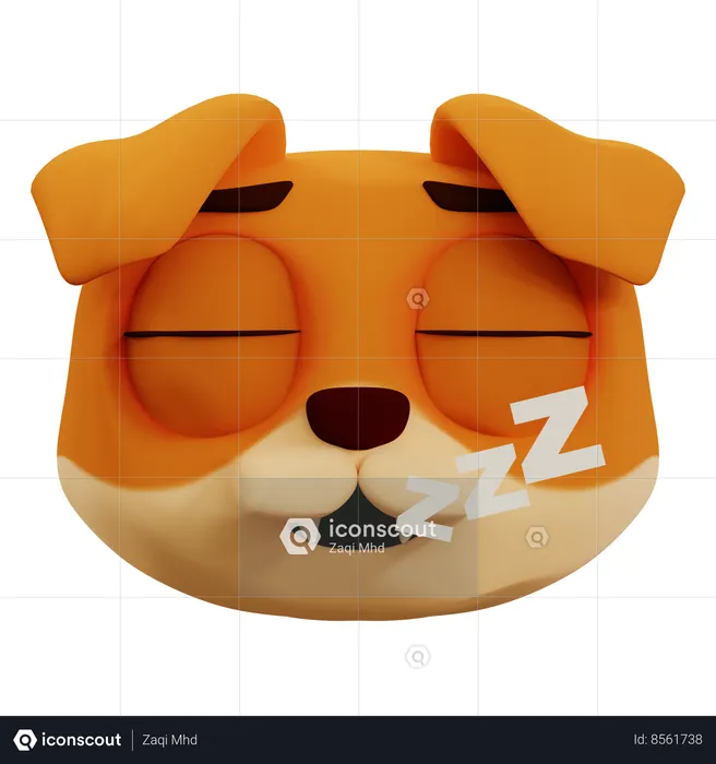 Lindo perro emoji de sueño profundo Emoji 3D Icon