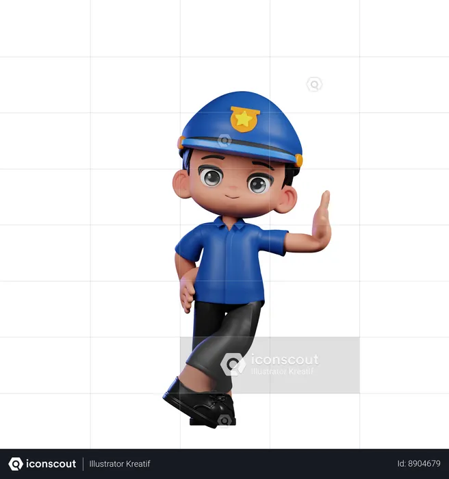 Lindo policía dando pose genial  3D Illustration