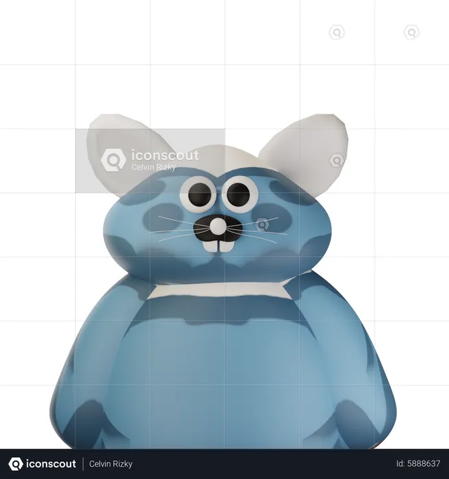 Lindo ratón azul  3D Icon