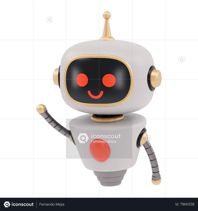 Lindo robot tejiendo mano  3D Illustration