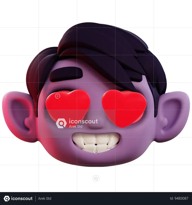 Lindo amor vampiro Emoji 3D Icon