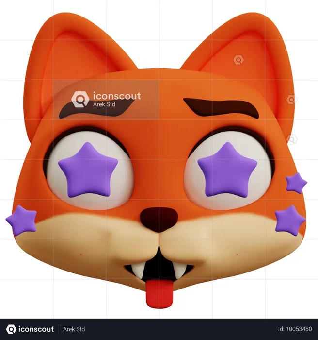 Lindo emoji de estrella de zorro Emoji 3D Icon