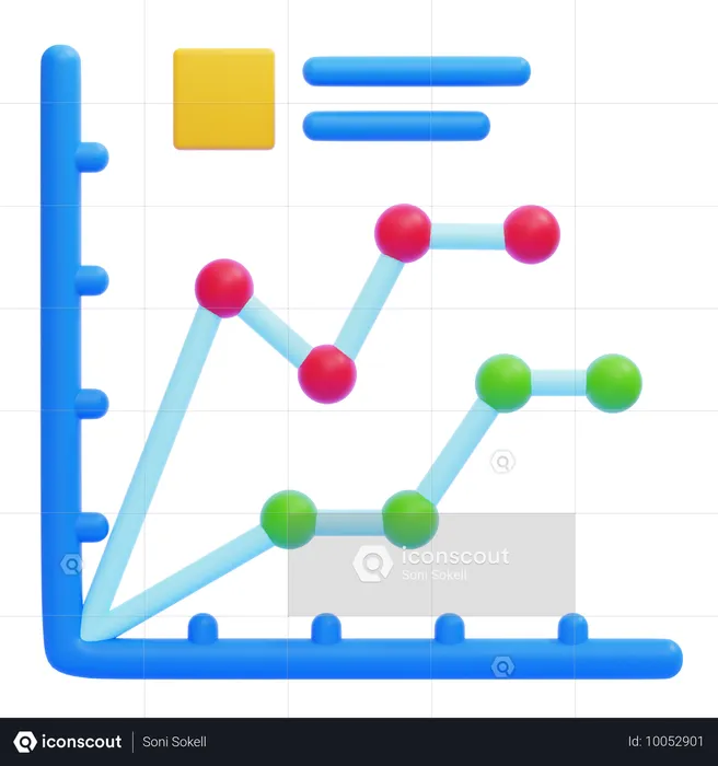 꺾은선형 차트  3D Icon