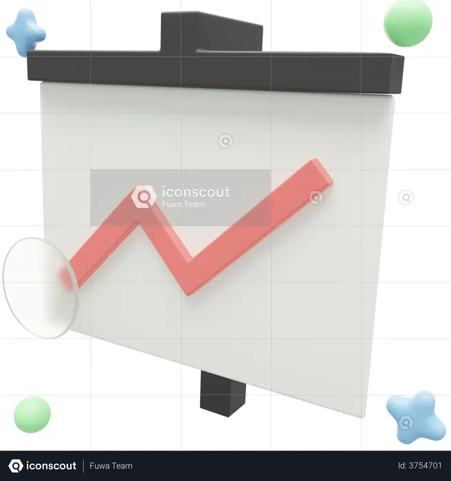 Line chart  3D Illustration