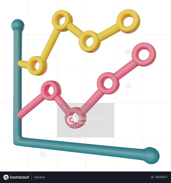 Line Chart Growth  3D Illustration