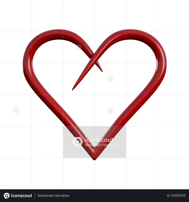 Line Heart  3D Icon