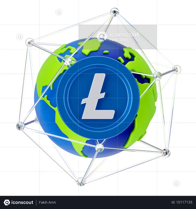 Línea de moneda global  3D Icon