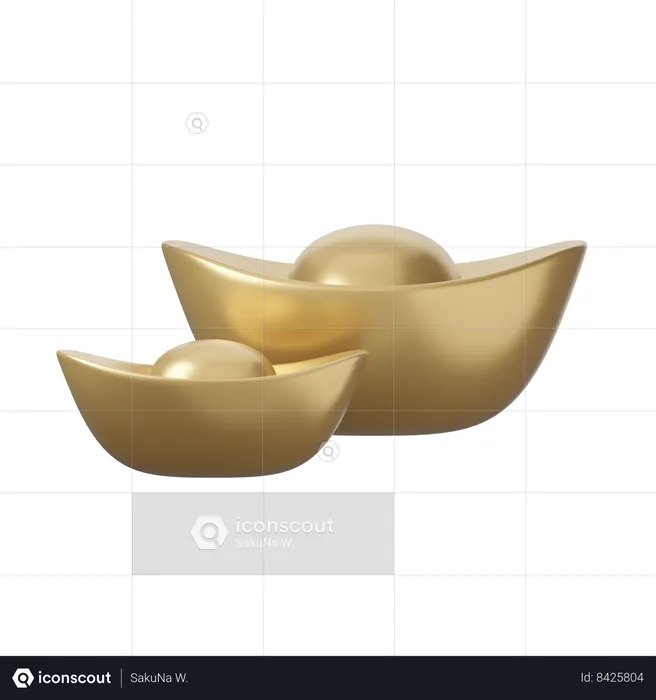 Lingote de ouro chinês  3D Icon