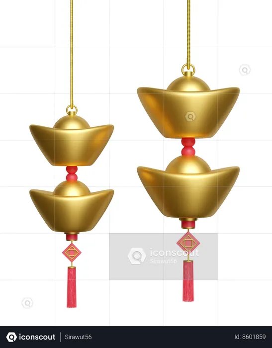 Lingote de ouro chinês  3D Icon