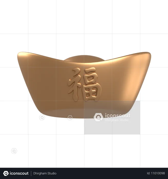 Lingote de ouro chinês  3D Icon