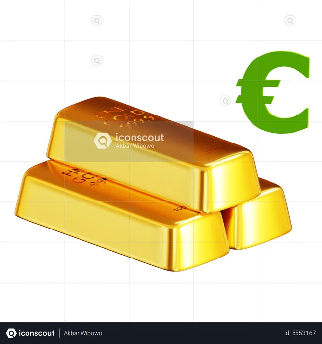 Lingotes de oro euro  3D Icon