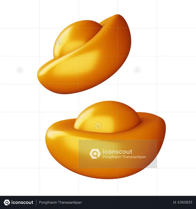 Lingotes de ouro chinês  3D Icon
