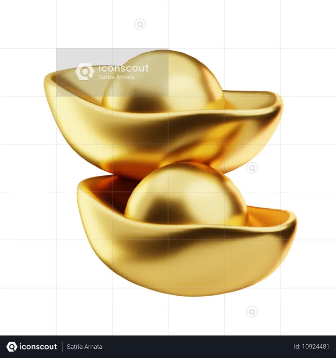 Lingotes de ouro chinês  3D Icon