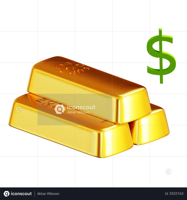 Lingots d'or dollar  3D Icon