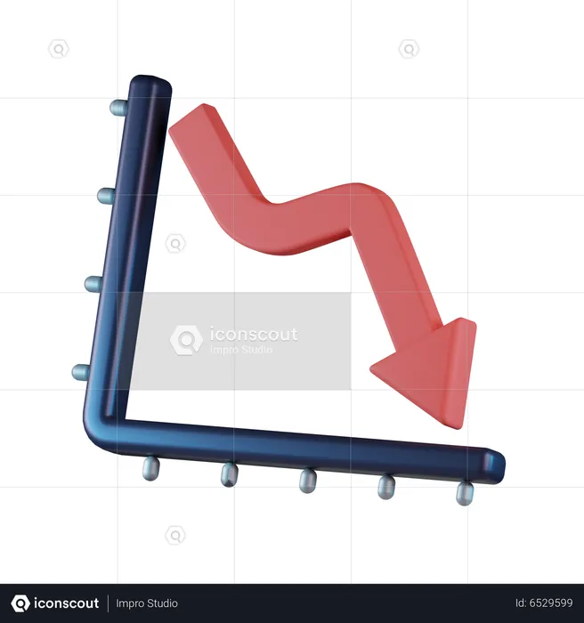 Liniendiagramm nach unten  3D Icon