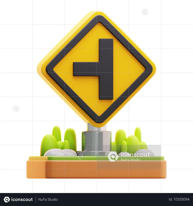 Schild zur linken Straßenkreuzung  3D Icon