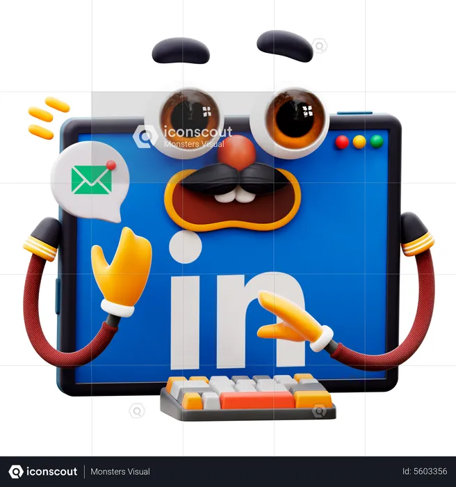 Linkedin Sticker Logo 3D Illustration